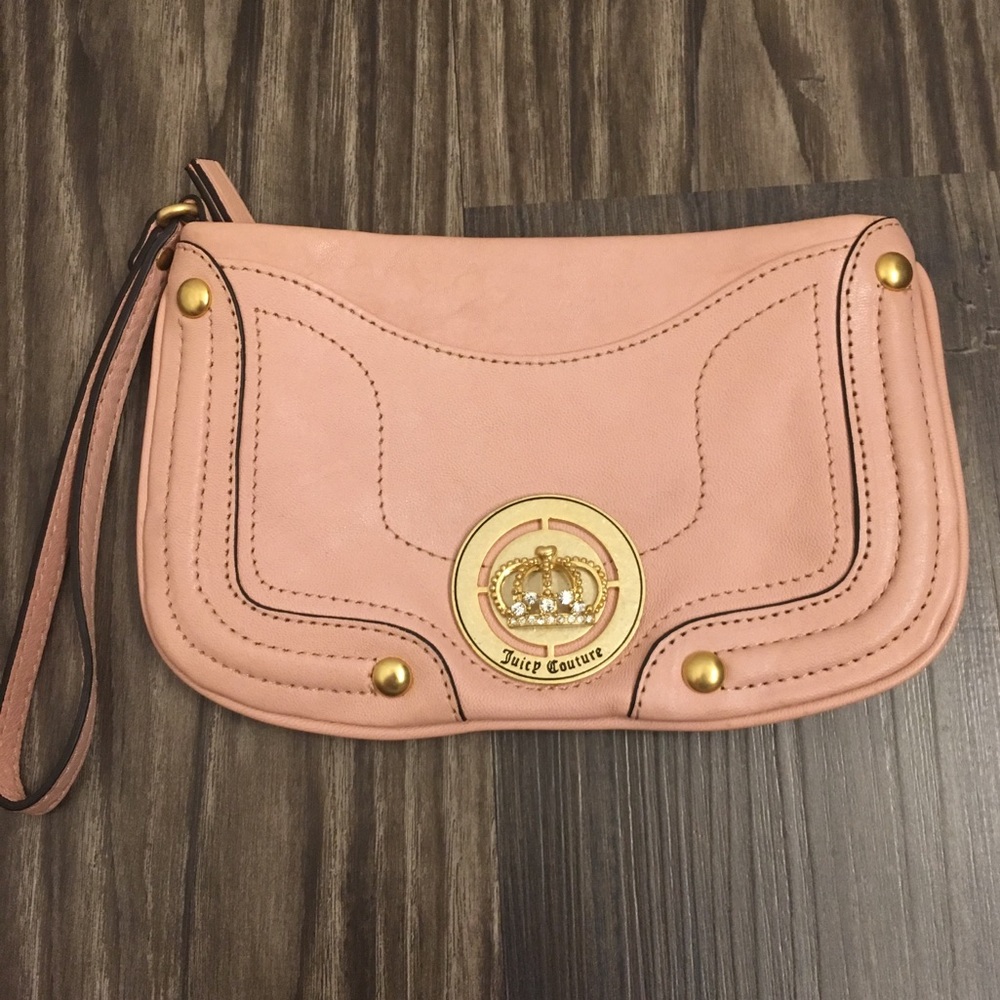 Juicy Couture Leather Crown Wristlet Light Pink